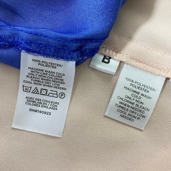 Ann Taylor LOFT Boho Blouse Top Women M Lot of 2 Royal Blue Blush Ruffle Pleated - Picture 10 of 11